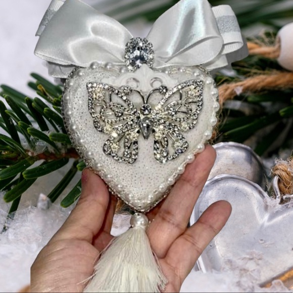 Valentine's Day Heart Butterfly Ornament| Rhinestone Holiday Gift, Mothers Day - Picture 11 of 16